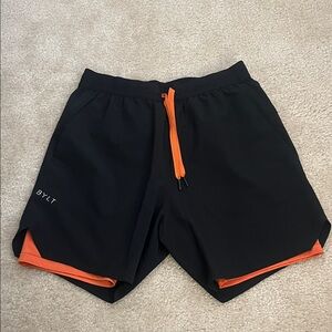 BYLT Basics Black and Orange Athletic Shorts